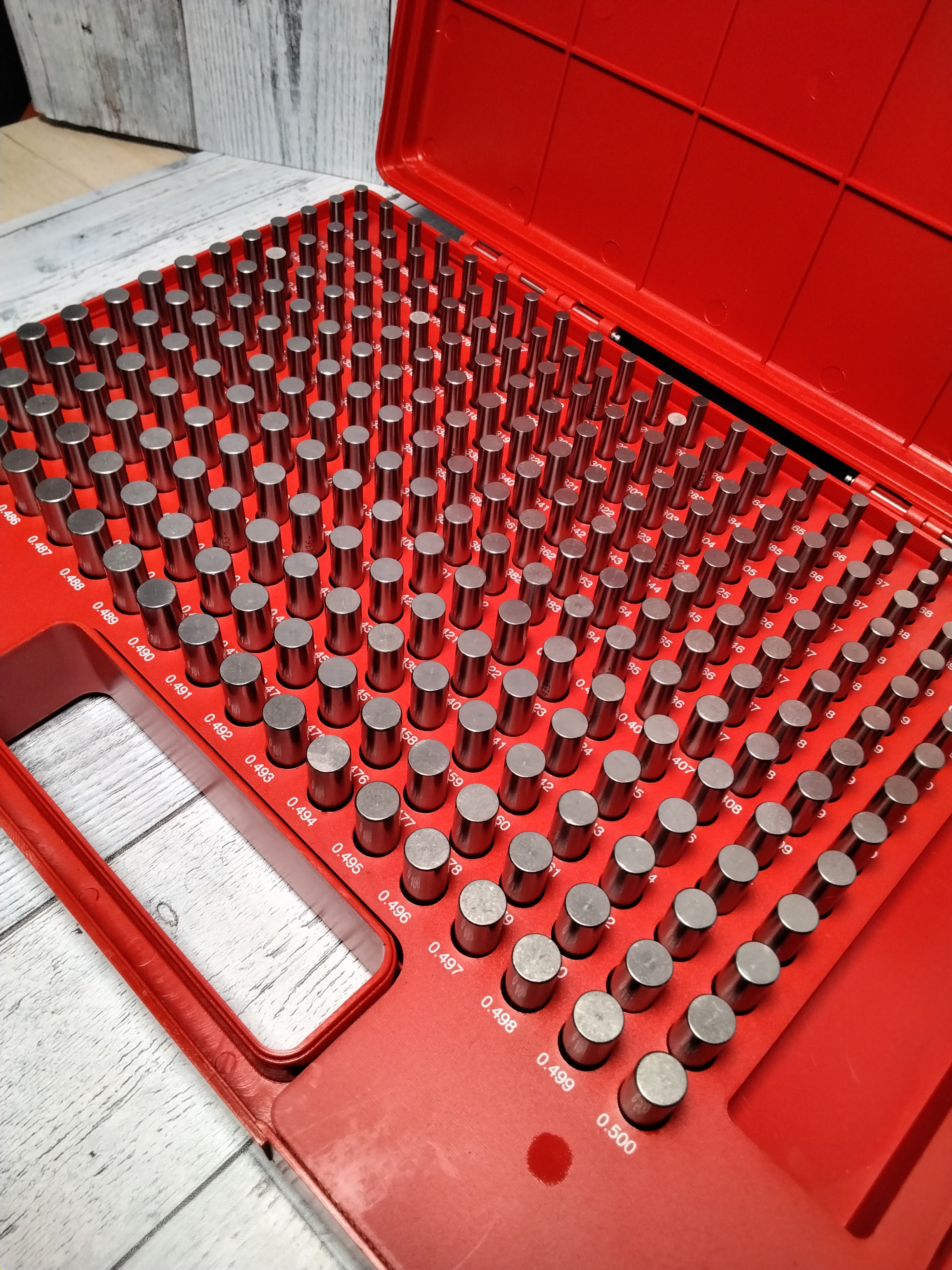 250 PC M2 0.251"-0.500" Steel Metal Plug Pin Gage Set Minus -0.0002" Gauge Set (7902643421422)